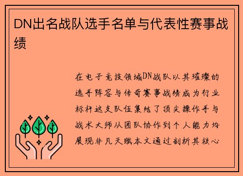 DN出名战队选手名单与代表性赛事战绩